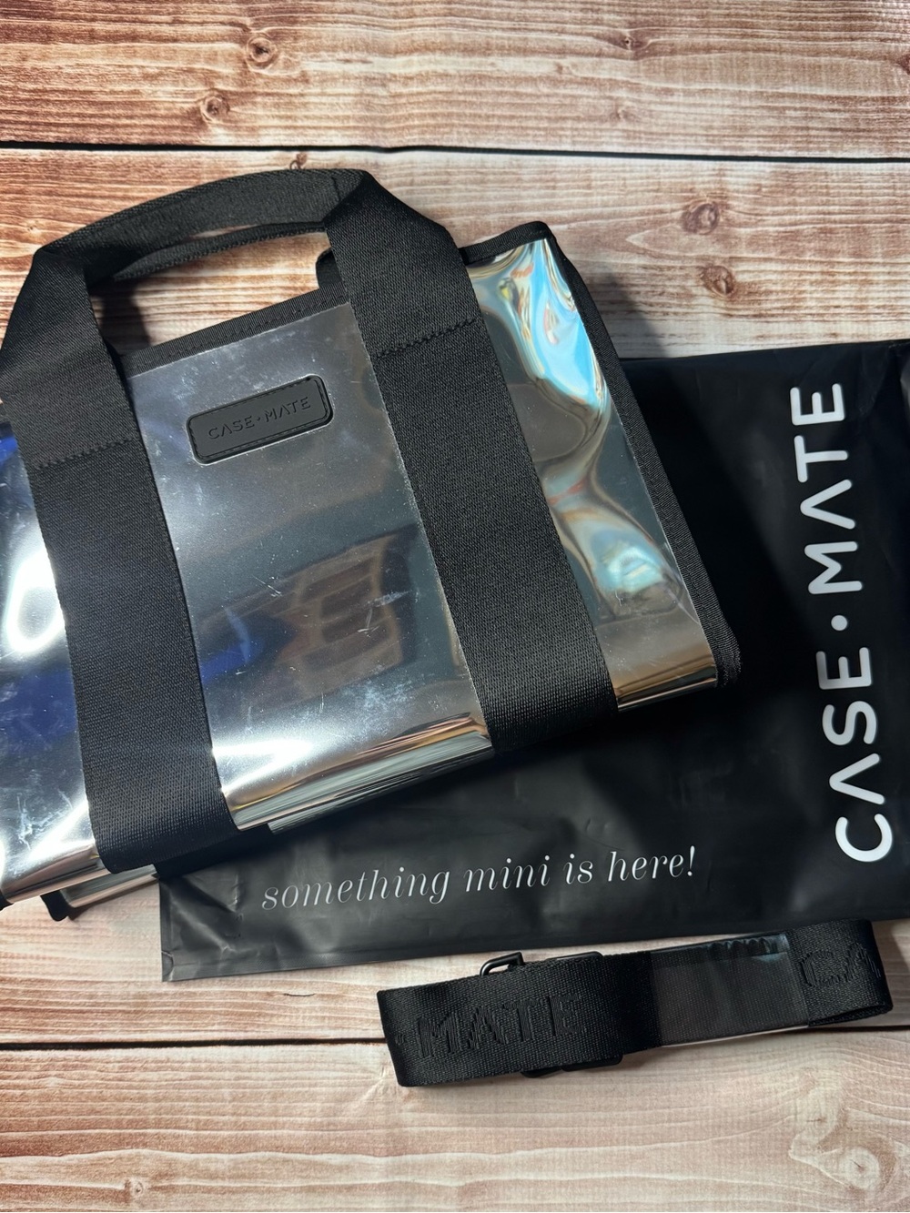 case-mate Silver Reflective Mini Toiletry Bag with Black Straps